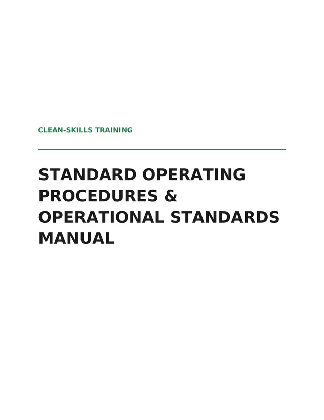 Clean-Skills SOP and Operational Standards manual cover