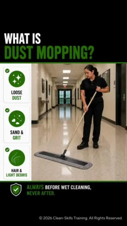 Dust Mopping Procedure module screen from Clean-Skills Foundations