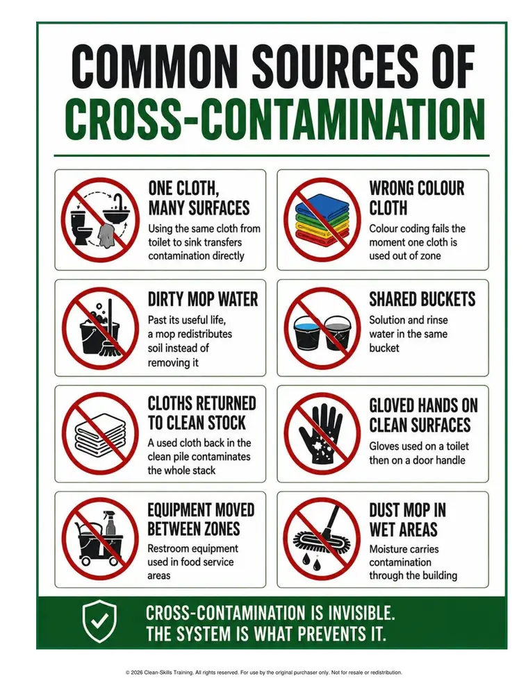 Common sources of cross-contamination reference poster