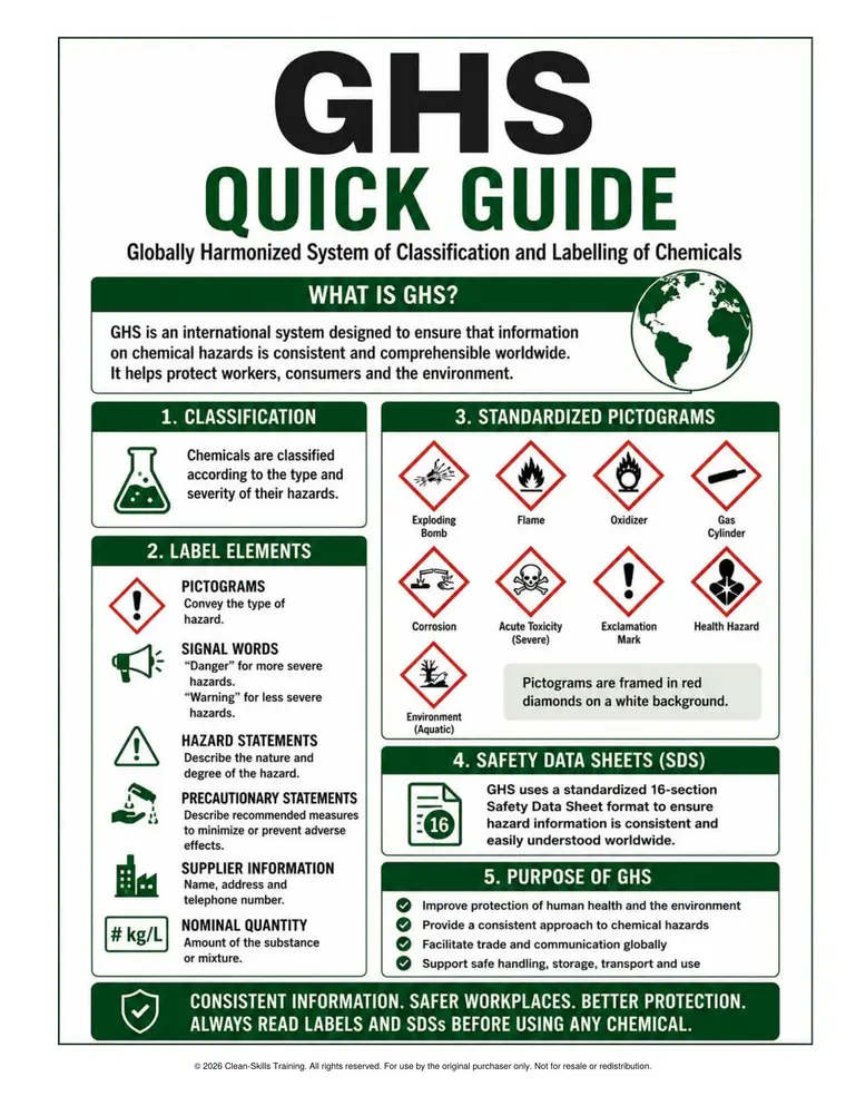 GHS quick guide reference poster