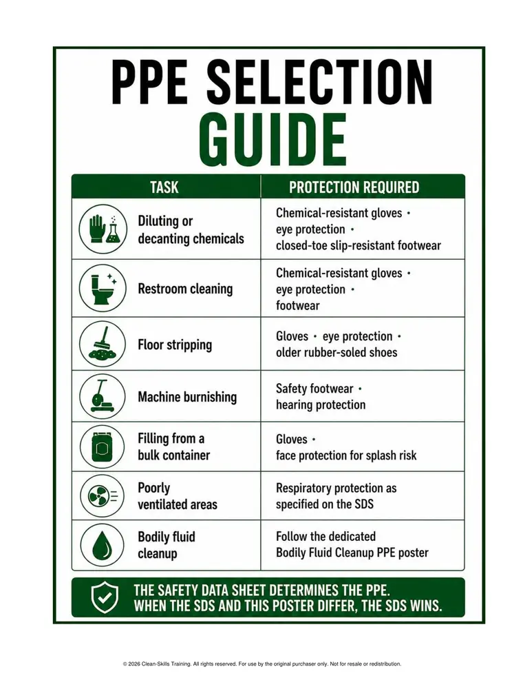 PPE selection guide reference poster